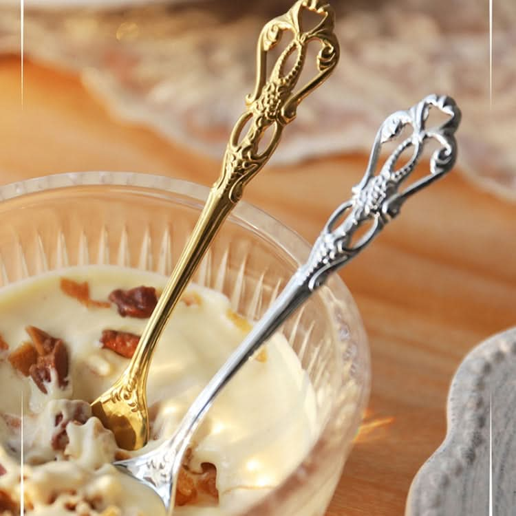 2pcs /Pack Retro Openwork Carved Dessert Spoon Fork Set Engraved Cutlery Gift Box-Reluova