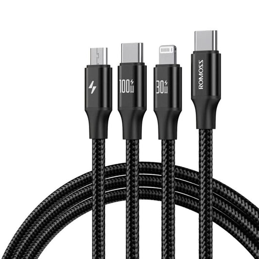 ROMOSS PD100W 3-In-1 Data Cable Type-C/USB-C To 8 Pin & Type-C & Micro Fast Charging Line