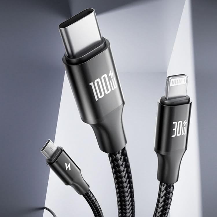 ROMOSS PD100W 3-In-1 Data Cable Type-C/USB-C To 8 Pin & Type-C & Micro Fast Charging Line