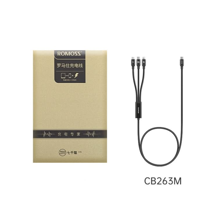 ROMOSS PD100W 3-In-1 Data Cable Type-C/USB-C To 8 Pin & Type-C & Micro Fast Charging Line