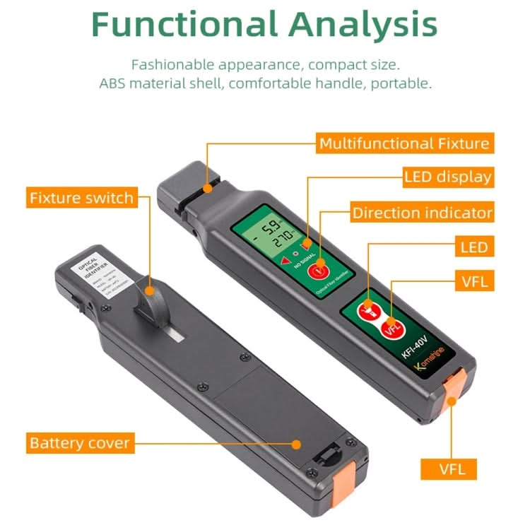 Komshine Fiber Optic Identifier Optical Cable Signal Direction Identifier With VFL Red Light 10mW My Store