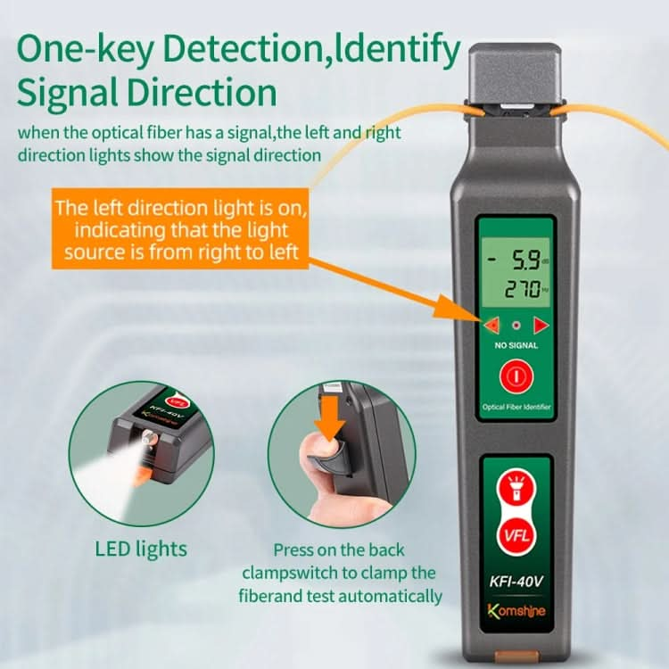 Komshine Fiber Optic Identifier Optical Cable Signal Direction Identifier With VFL Red Light 10mW My Store