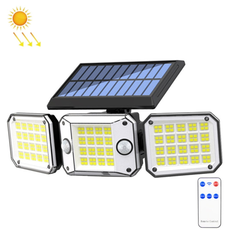 Outdoor Triple Head 224LEDs Dual Sensor Solar Wall Light Rotating Body Sensor Light Garden Home Lighting