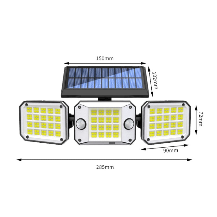 Outdoor Triple Head 224LEDs Dual Sensor Solar Wall Light Rotating Body Sensor Light Garden Home Lighting My Store