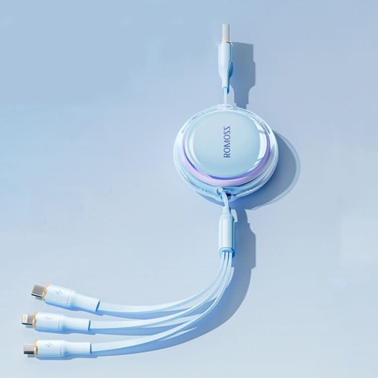 ROMOSS CB258S 3.5A 3-In-1 Telescopic Data Charging Cable USB-A To Type-C & 8 Pin & Micro Wire