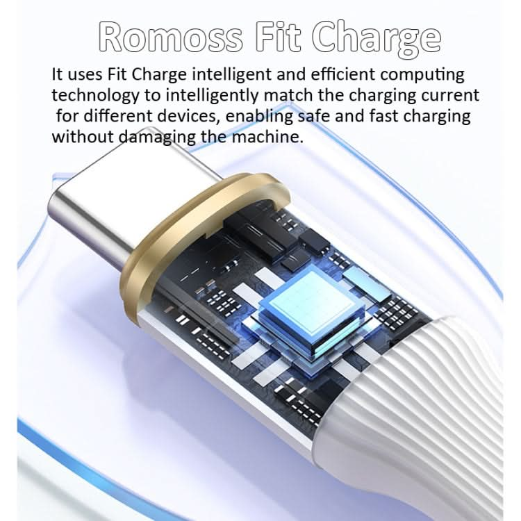 ROMOSS PD100W 3-In-1 Retractable Data Cable Type-C/USB-C To 8 Pin & Type-C & Micro Line