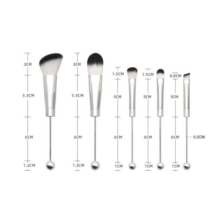 5-in-1  Metal Handle DIY Beaded Makeup Brush Set Blush Loose Powder Slanted Eye Shadow Brush My Store