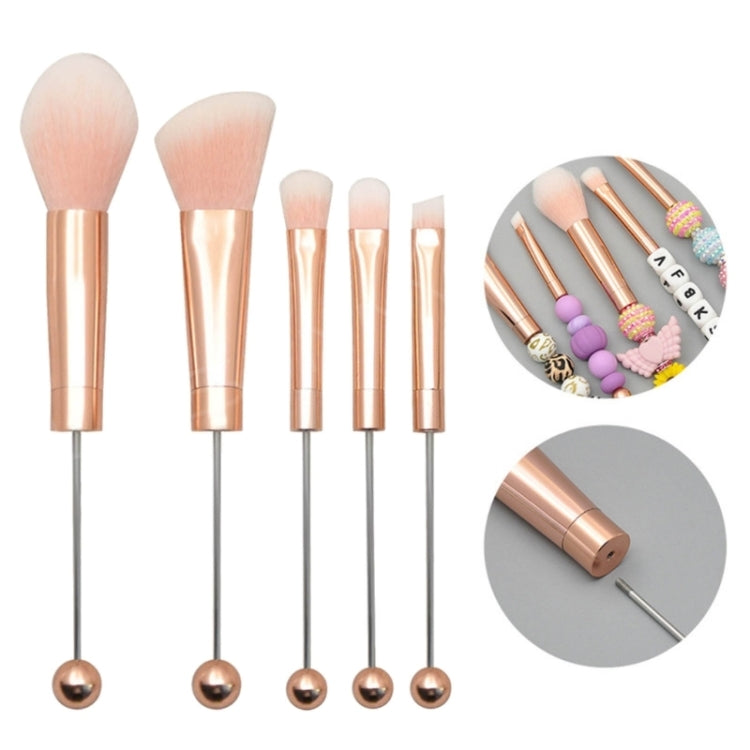 5-in-1  Metal Handle DIY Beaded Makeup Brush Set Blush Loose Powder Slanted Eye Shadow Brush My Store