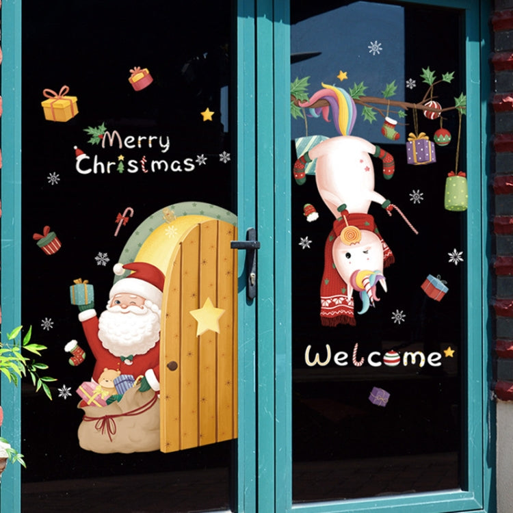 Christmas Window Decoration Poster Santa Claus Elk Snowflake Glass Wall Stickers