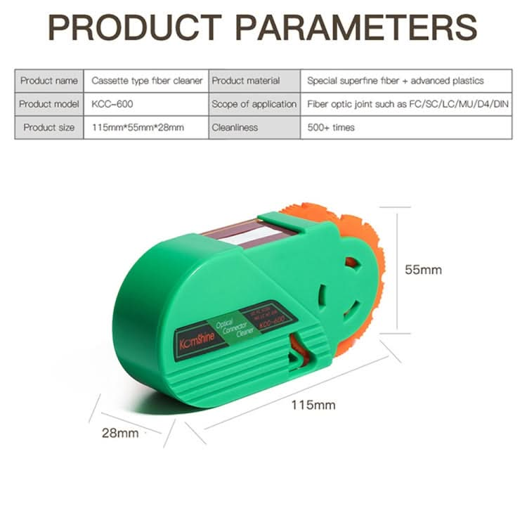 Komshine Handheld Cassette Optical Fiber Connector Cleaning Cartridge With Core My Store