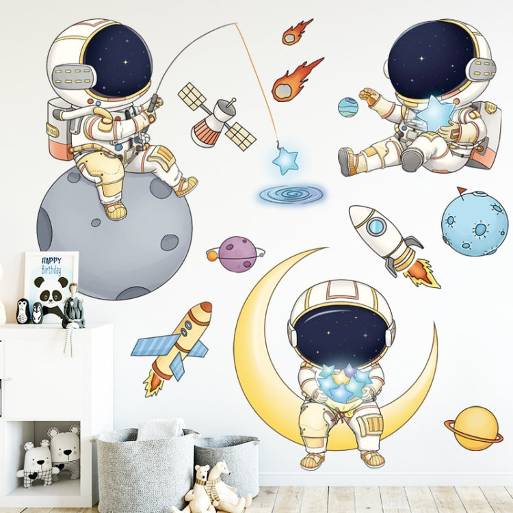 Children Room Astronaut Wall Stickers Kindergarten Cosmic Stars Cartoon Background Wallpaper My Store