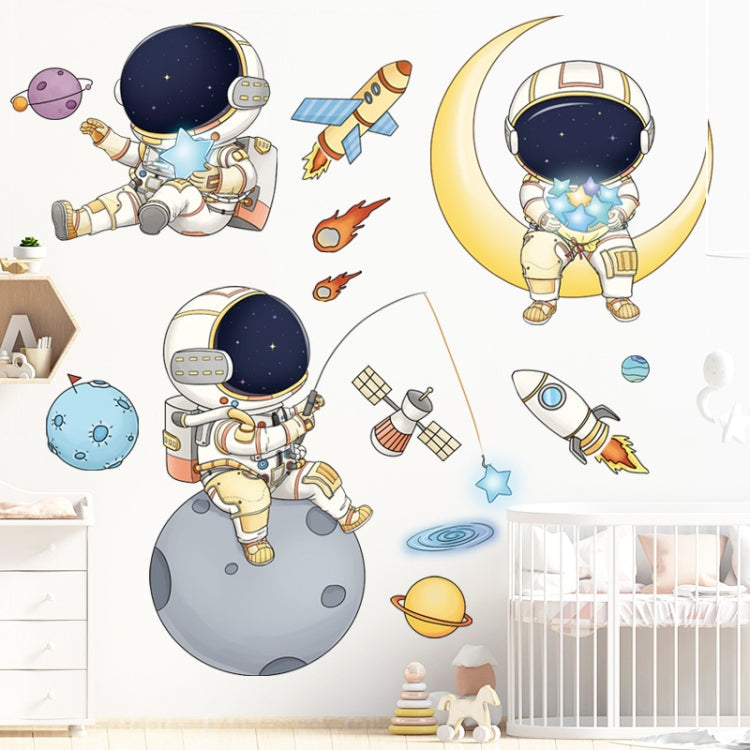 Children Room Astronaut Wall Stickers Kindergarten Cosmic Stars Cartoon Background Wallpaper My Store