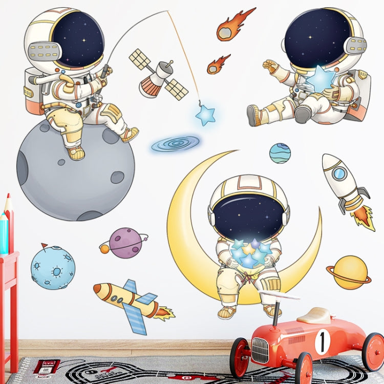 Children Room Astronaut Wall Stickers Kindergarten Cosmic Stars Cartoon Background Wallpaper My Store