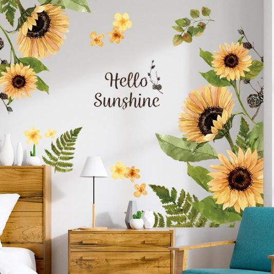 Fresh Sunflower Wall Stickers Living Room Flower Background Wall Decoration Wallpaper My Store