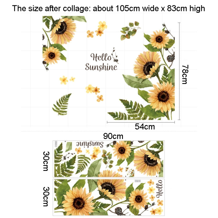 Fresh Sunflower Wall Stickers Living Room Flower Background Wall Decoration Wallpaper My Store