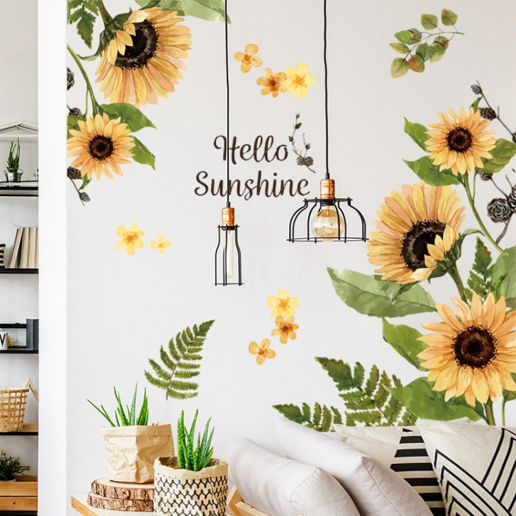 Fresh Sunflower Wall Stickers Living Room Flower Background Wall Decoration Wallpaper My Store