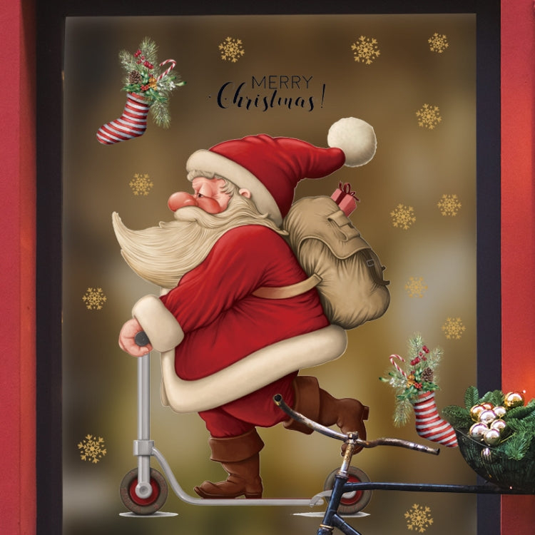 Skateboard Santa Claus Mall Glass Window Christmas Decoration Wall Stickers