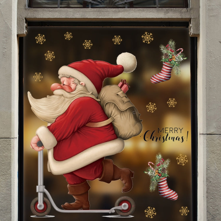 Skateboard Santa Claus Mall Glass Window Christmas Decoration Wall Stickers My Store