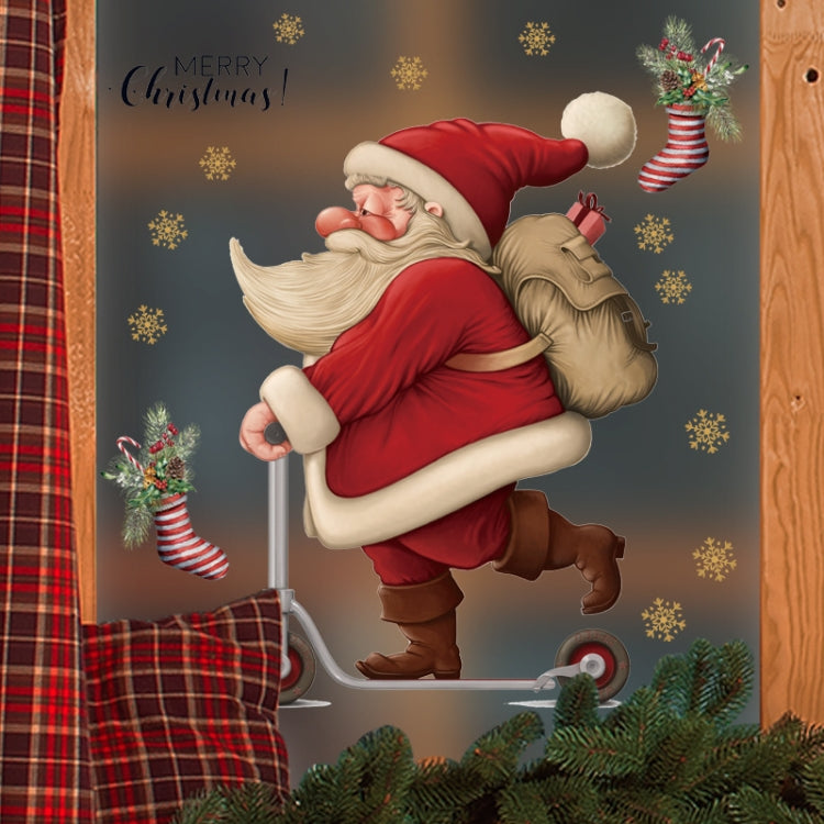 Skateboard Santa Claus Mall Glass Window Christmas Decoration Wall Stickers