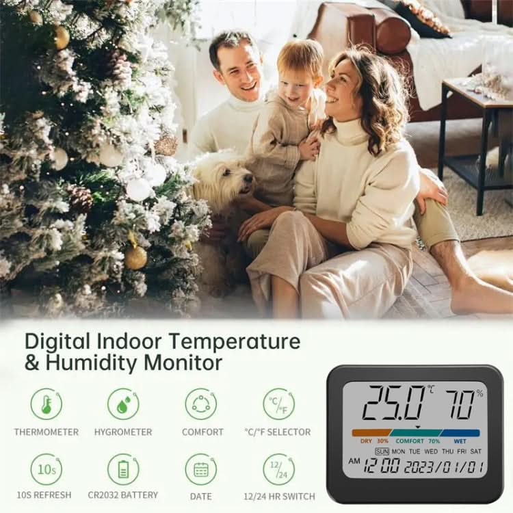 Indoor Temperature And Humidity Monitor Thermometer Hygrometer With Perpetual Calendar Reluova