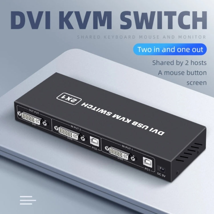 4K DVI USB KVM Switch DVI 2 In 1 Out Adapter Two Computer Shared Switcher Hub