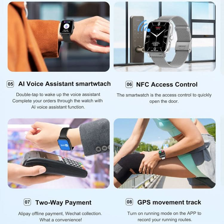 DT102 1.9-Inch Heart Rate/Blood Oxygen Monitoring Bluetooth Call Watch With NFC Function