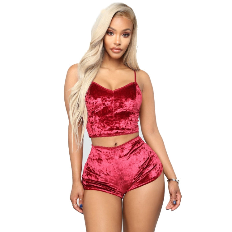 Ladies Sexy Velvet Crop Tops Pants Set Underwear Pajamas My Store