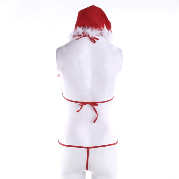 Women Christmas Hollow Sexy Lingerie Bras Panty Thong with Santa Hat Set