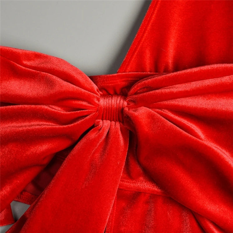 Women Christmas Sexy Lingerie Backless One-piece Bowknot Pajamas ?