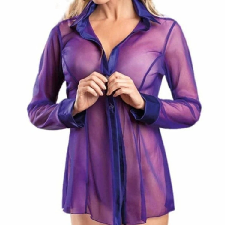 See-through Mesh Cardigan Shirt Pajamas Sexy Underwear For Women