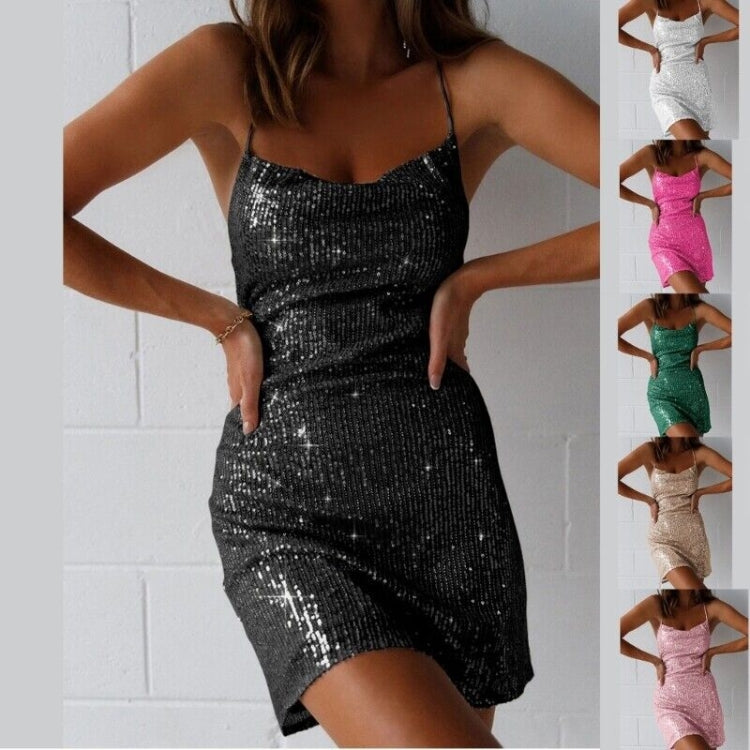 Women Glitter Dress Spaghetti Straps Wrap Bodycon Dress My Store