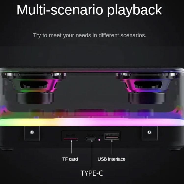 Wireless Bluetooth Speaker Subwoofer with Colorful Lights Supports U Disk