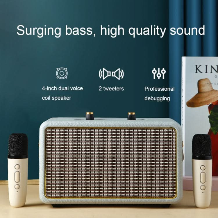 Leather Texture Portable Wooden Home Karaoke Bluetooth Speaker