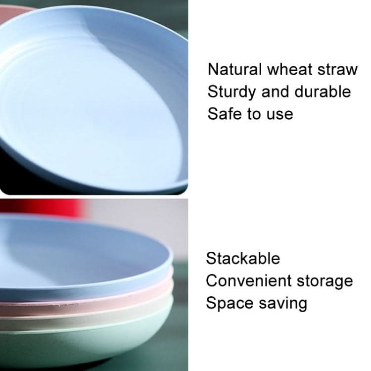 8 inch Wheat Straw Circular Home Vegetable Dish Portable Outdoor Plastic Anti -Fall Fruit Breakfast Plate-Reluova