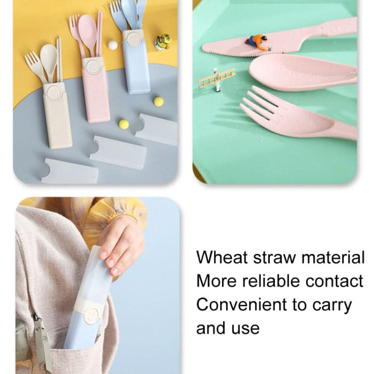 4 In 1 Portable Wheat Straw Tableware Set Outdoor Travel Storage Tableware Box-Reluova