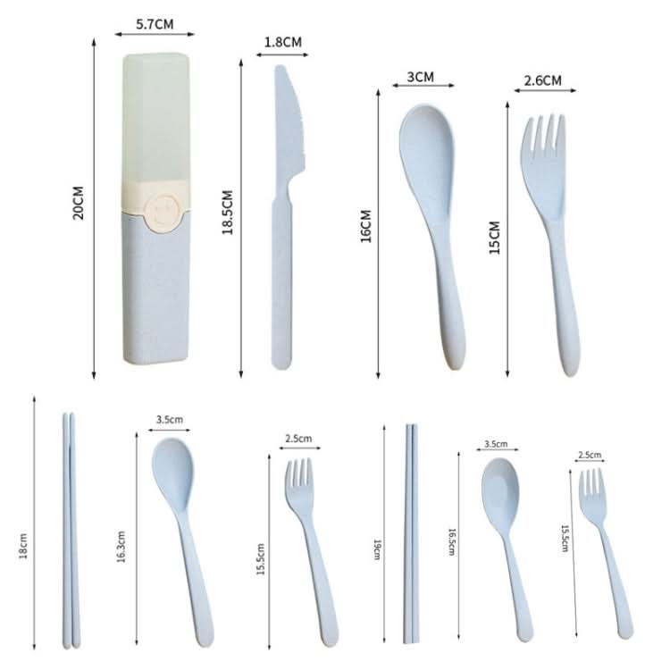 4 In 1 Portable Wheat Straw Tableware Set Outdoor Travel Storage Tableware Box-Reluova