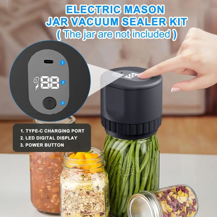 Electric Mason Jar Vacuum Sealer Kit Sealing Machine for Food Storage With 10 Jar Lids Reluova