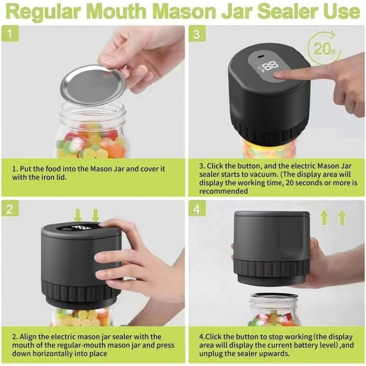 Electric Mason Jar Vacuum Sealer Kit Sealing Machine for Food Storage With 10 Jar Lids Reluova