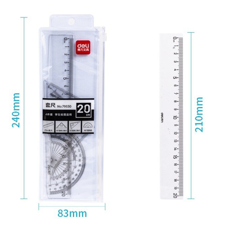 Deli  4-in-1 Ruler Set for Students Ruler Stationery Set My Store