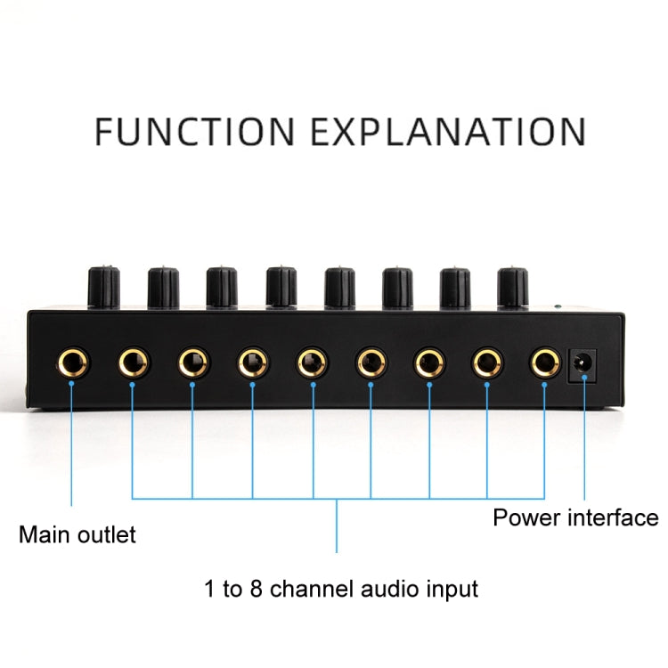 8-Channel Monitoring Multi-Channel Headphone Amplifier For Recording Studio, US Plug