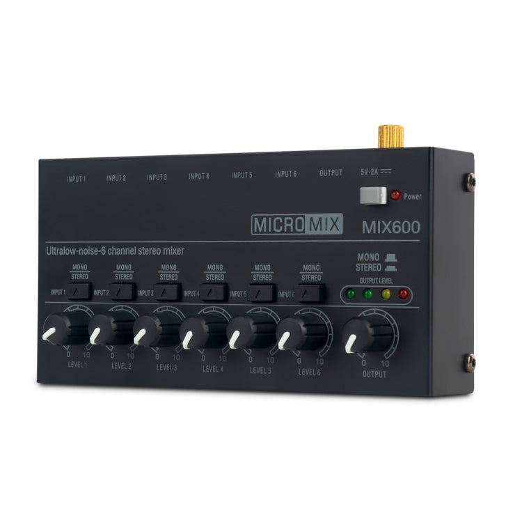 Ultra-Compact Low-Noise 6 Channel Stereo Audio Mixer, US Plug Reluova