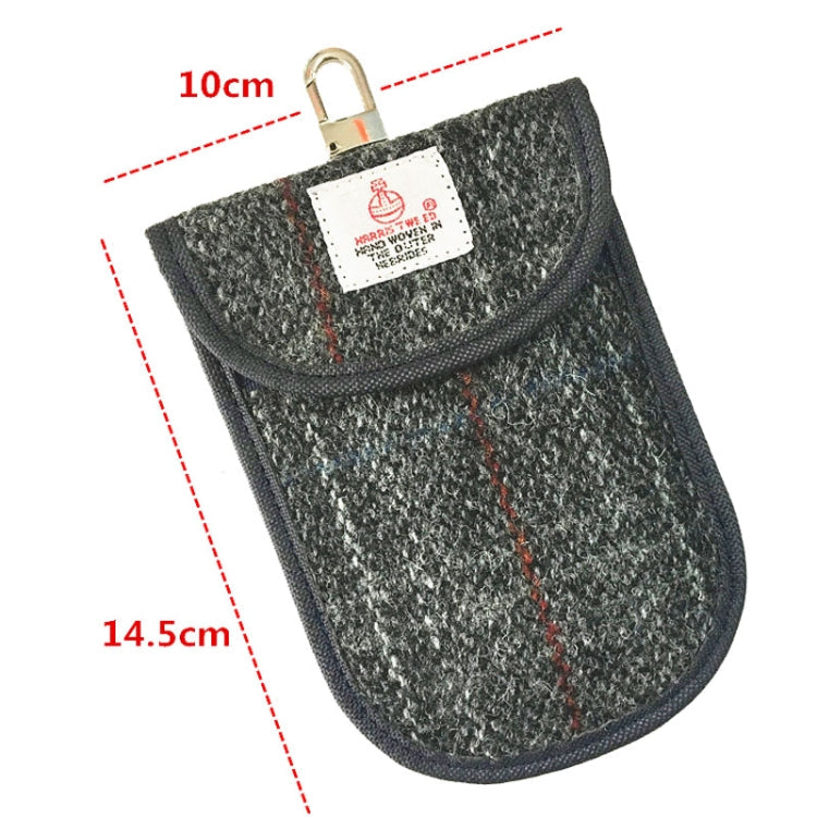 Tweed Double Layer RFID Shielded Key Bag With Keychain Anti-theft Anti-Loss Anti-Scanning Key Holder