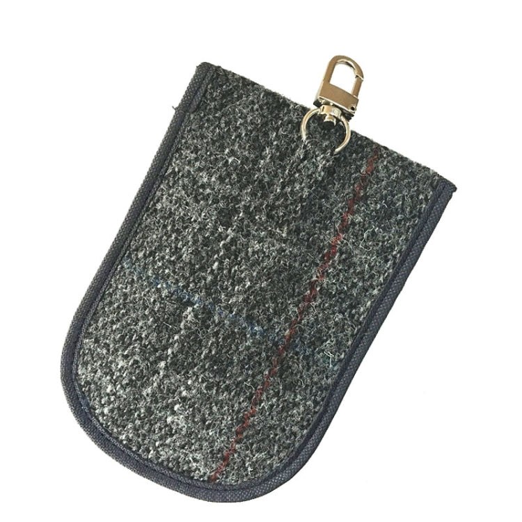 Tweed Double Layer RFID Shielded Key Bag With Keychain Anti-theft Anti-Loss Anti-Scanning Key Holder