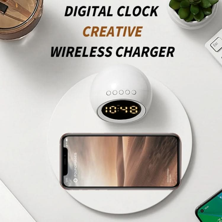 K22T 15W Multifunctional Rotatable Clock Night Light Wireless Fast Charger