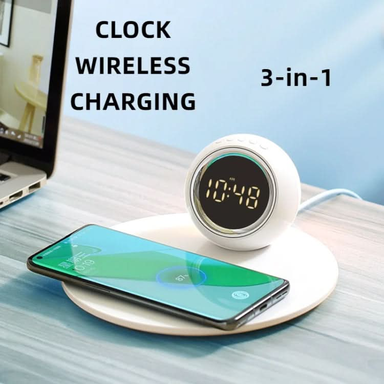 K22T 15W Multifunctional Rotatable Clock Night Light Wireless Fast Charger