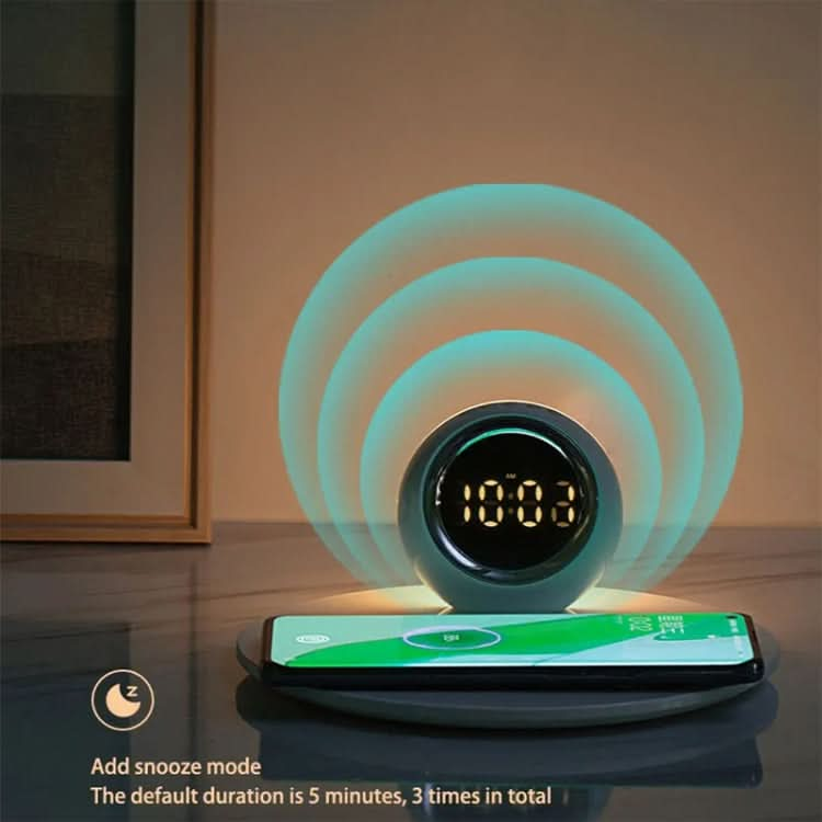 K22T 15W Multifunctional Rotatable Clock Night Light Wireless Fast Charger