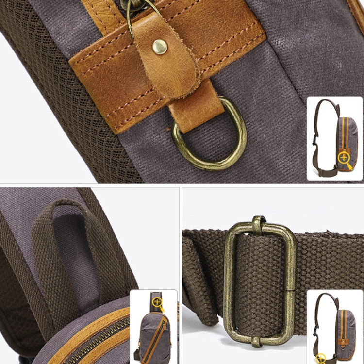 Men Chest Bag Waxed Canvas Crazy Horse Leather Shoulder Crossbody Bag Casual Waist Bag Reluova