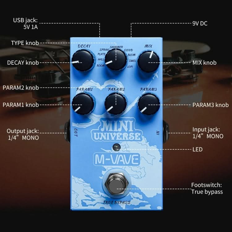 M-VAVE Guitar Monoblock Effects Digital Modeling Reverb Effects Reluova