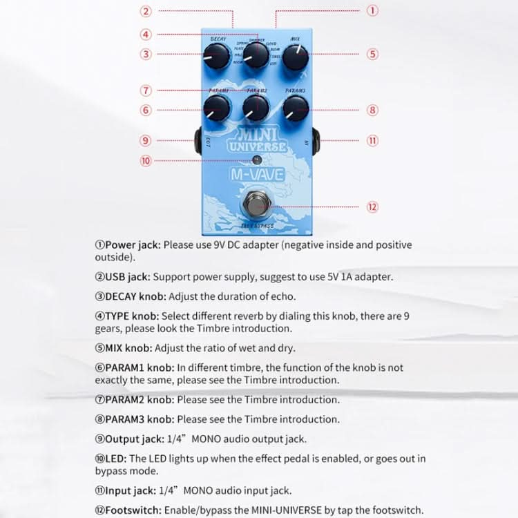 M-VAVE Guitar Monoblock Effects Digital Modeling Reverb Effects Reluova