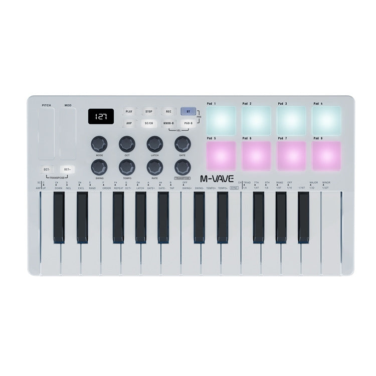 M-VAVE SMK-25 USB MIDI Keyboard Controller With 8 Back Drum Pads